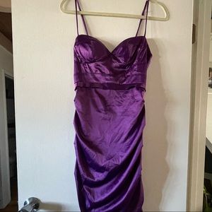 Purple bodycon silk dress